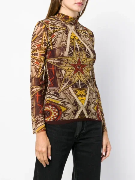 Rolák top Jean Paul Gaultier Pre-owned s potiskem hnědý