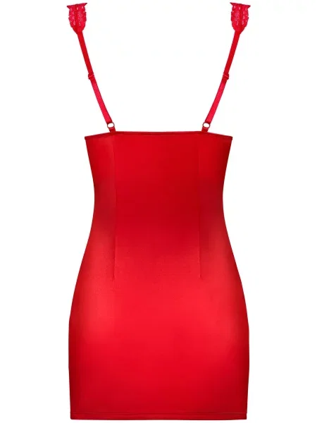 Атласная сорочка с трусиками стринг Комплект_Obsessive_Secred_chemise червона