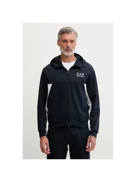 Komplet dresowy Emporio Armani Ea7 z kapturem niebieski