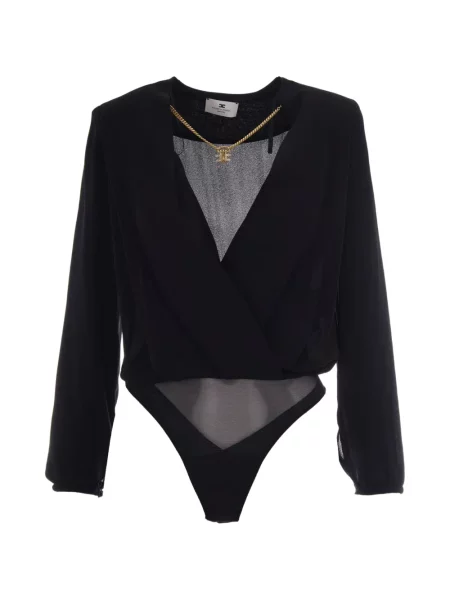 Boríték fazonú body Elisabetta Franchi fekete