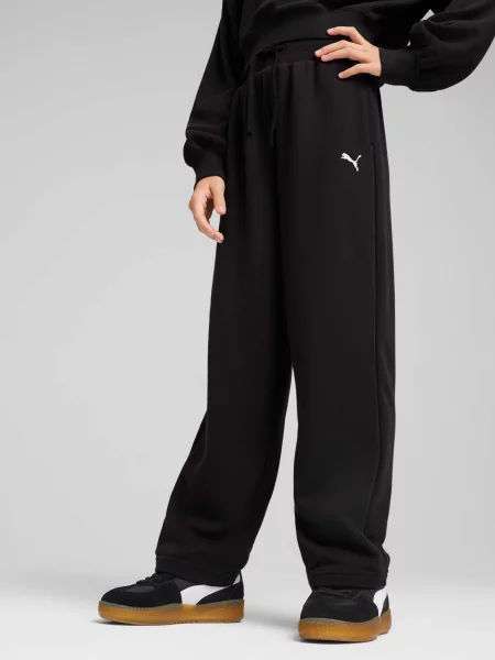 Дитячі Спортивні штани PUMA Wardrobe Ess Wide Sweatpants комбінований верх чорний