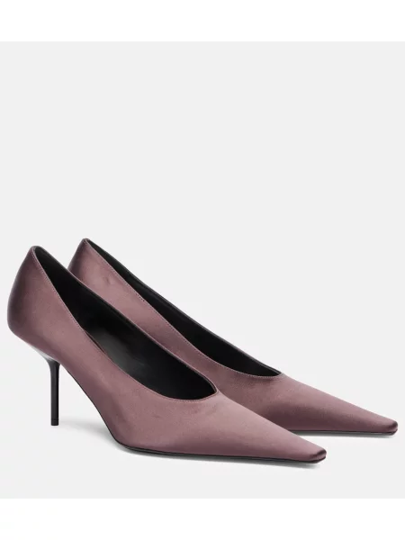 Pantofi cu toc Victoria Beckham din satin maro