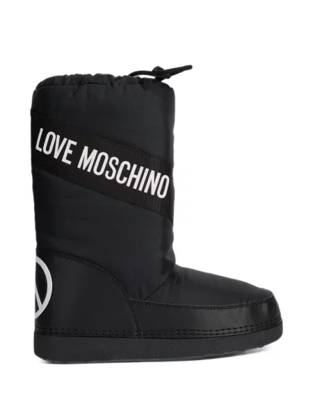 Botine Love Moschino cu motiv cu inimi cu autograf negru