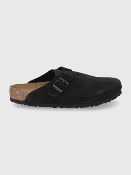 Birkenstock Klapki zamszowe Boston czarny