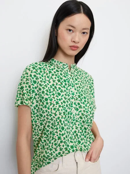 Marc O’Polo Блуза з коротким рукавом без підкладки зелений