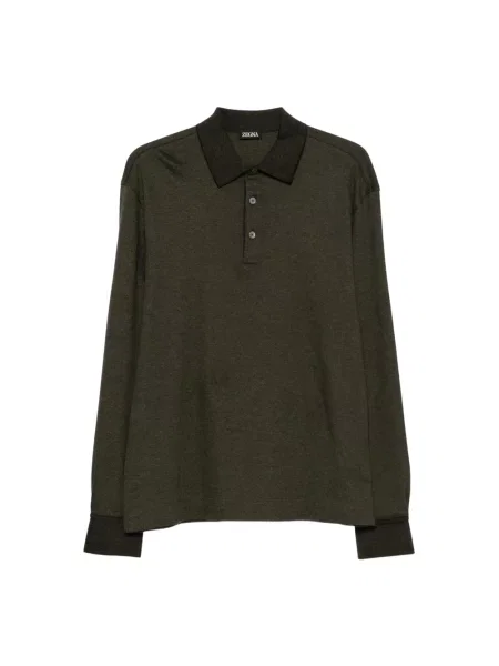 Koszulka polo Zegna z długim rękawem zielona