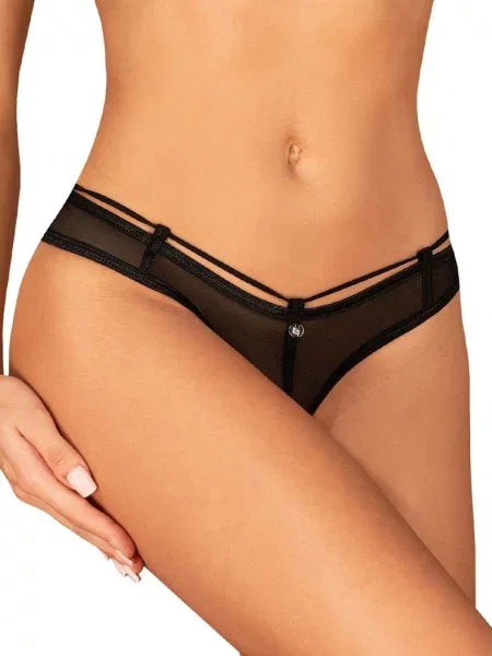 Трусики стринг из микросетки Стринги_Obsessive_Roxelia_otwarte чорні