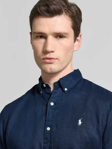 Koszula casualowa o kroju slim fit z czystego lnu Polo Ralph Lauren granatowa