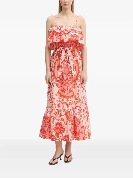 Rochie midi Gaudi cu imagine cu model paisley roz