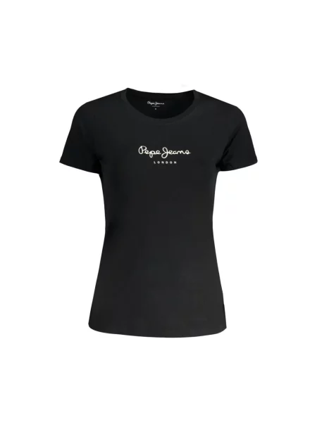 Krótka koszulka Pepe Jeans z logo z krótkim rękawem czarna