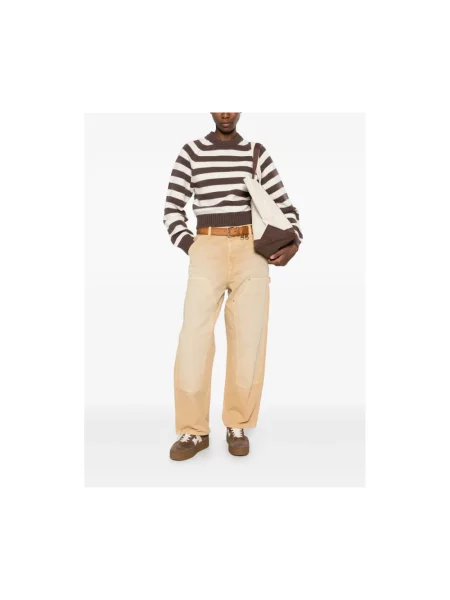 Sweter Sporty And Rich wełniany w paski z paskiem
