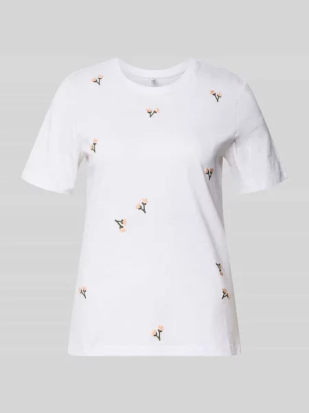 T-shirt krój regular fit z czystej bawełny ekologicznej model KETTY' Only biała