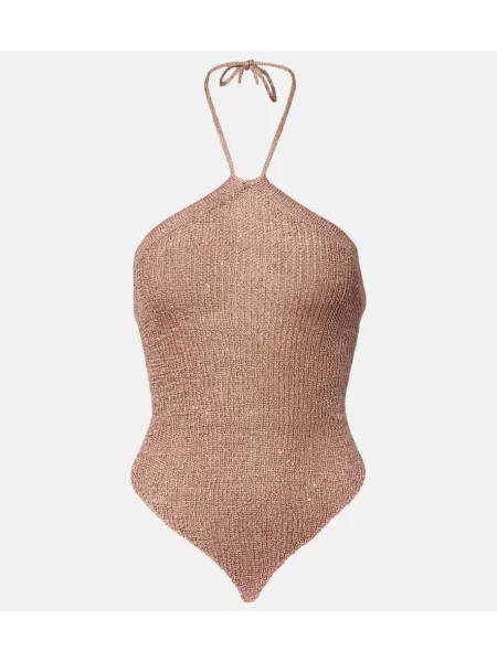 Top Bananhot cu gât halter maro