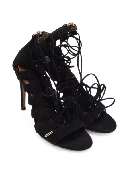 Сандали Aquazzura с връзки с дантела черно