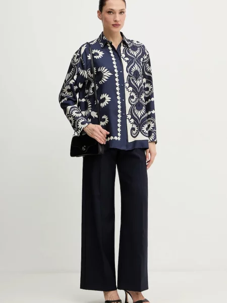 Шовкова сорочка Weekend Max Mara LASTRA regular класичний комір синій