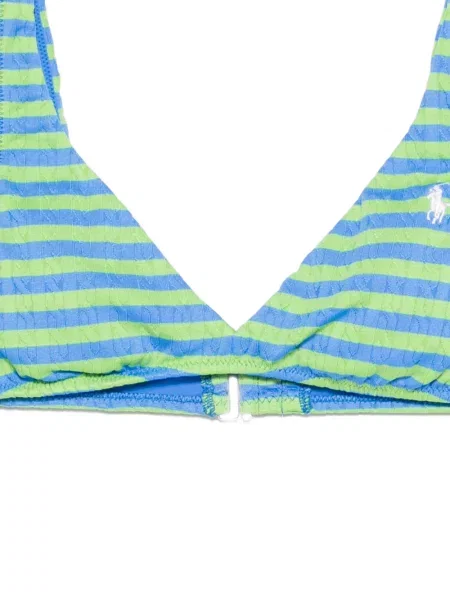 Bikini Polo Ralph Lauren cu dungi cu broderie albastru