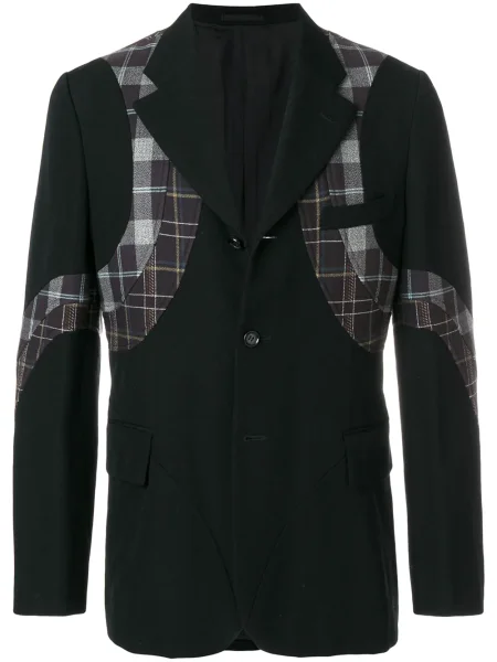 Kostkované sako Comme Des Garçons Pre-owned s aplikacemi černé