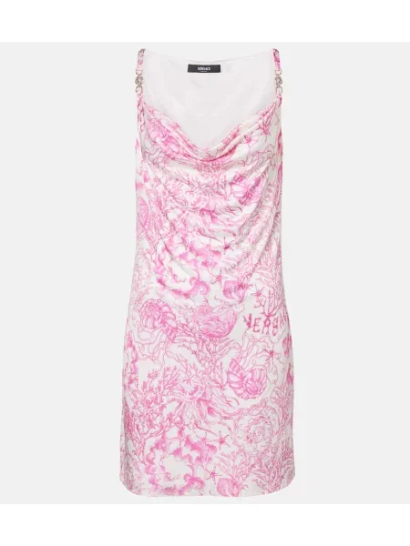 Rochie Versace din satin drapată roz