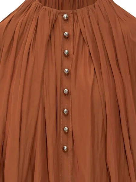 Rochie Lanvin plisată de costum maro