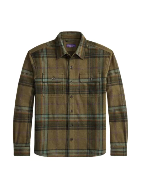 Cămașă Ralph Lauren Purple Label în carouri verde