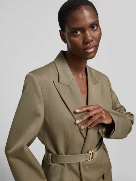 Długi blazer z Mieszanki wełny Victoria Beckham brązowa