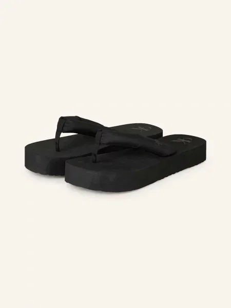 Žabky Calvin Klein Sandal Flatform Ttxr Satin triple black černé