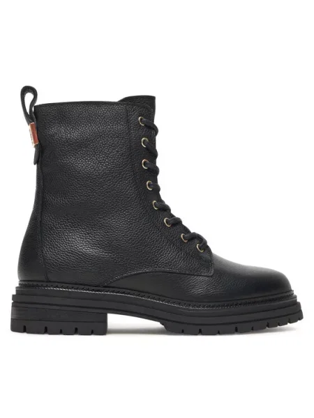 Tommy Hilfiger Gležnjarji Th Plaque Pebble Lace Boot Warm črna