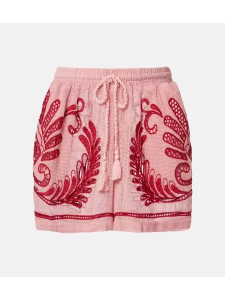 Kraťasy Farm Rio s výšivkou se síťovinou růžové