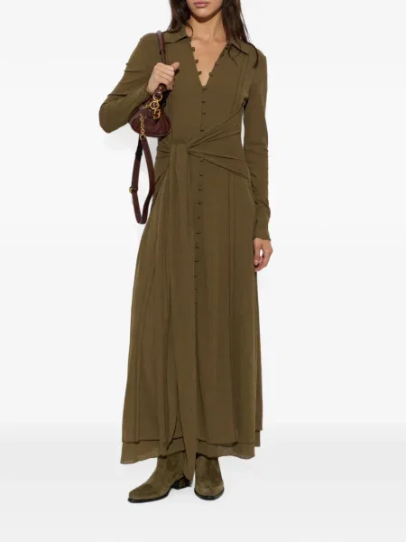 Rochie maxi Ganni cu legături verde