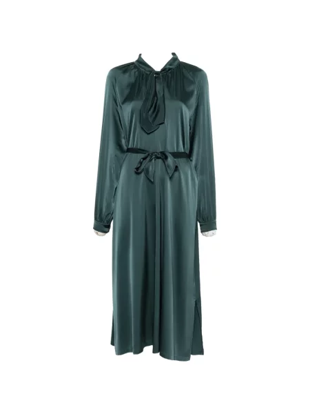 Rochie midi Forte_forte cu funde din satin cu legături verde