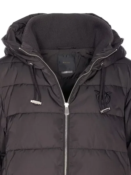 Geacă cu puf Pinko cu glugă gri