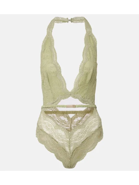 Bodi Gucci s cvetličnim vzorcem iz tila zelena