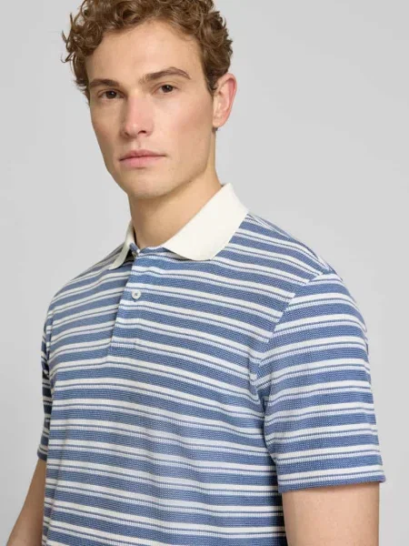 Koszulka polo o kroju regular fit z mieszanki bawełny model BLAZE' Selected Homme niebieska