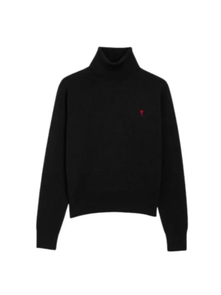 Sweter z golfem Ami Paris wełniany czarny