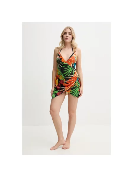 Desigual sukienka plażowa BAHAMAS STRAPS czarny
