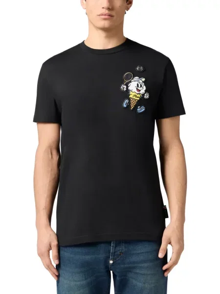 Tricou Philipp Plein cu decolteu rotund negru