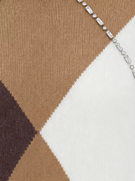Pulover Liu Jo cu broderie cu model argyle maro