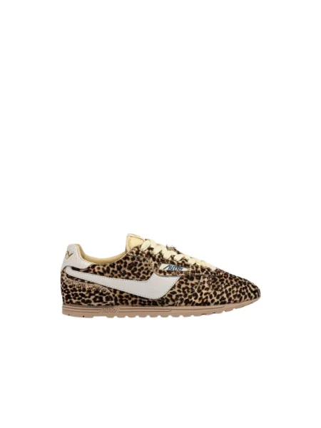 Sneakersy Autry skórzane w panterkę brązowe