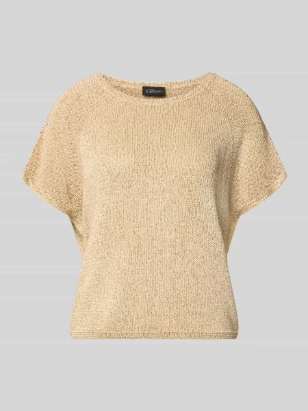 Sweter z dzianiny o kroju relaxed fit z krótkim rękawem S.oliver Black Label beżowy