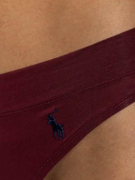 Кариран сатенен сутиен Polo Ralph Lauren с автограф червено