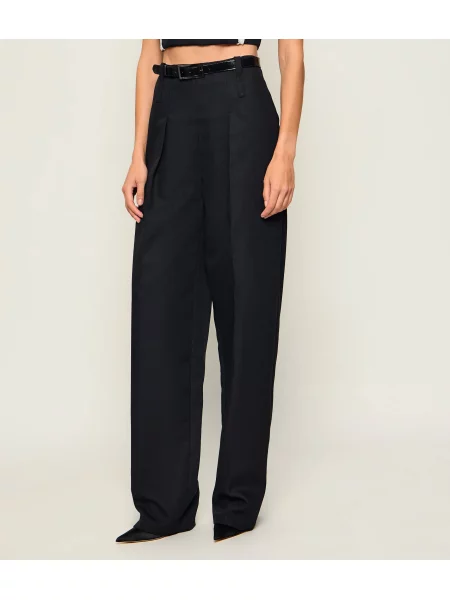 Elisabetta Franchi De lână pantaloni cu cordon | Oversize fit negru