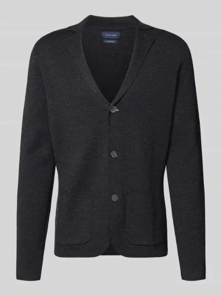 Kardigan rozpinany z mieszanki wełny z kołnierzem z połami Christian Berg Men