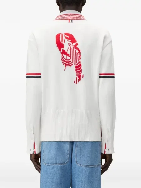 Cardigan Thom Browne cu dungi alb