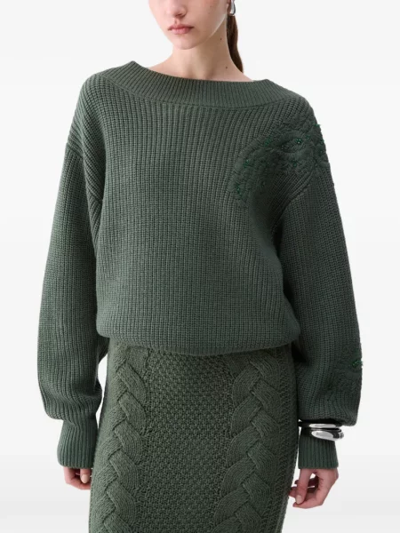 Pulover Liu Jo cu broderie de lână verde