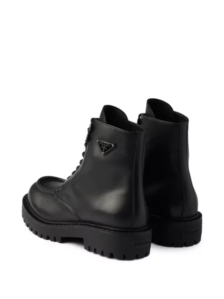Botine Prada cu șireturi din dantelă negru