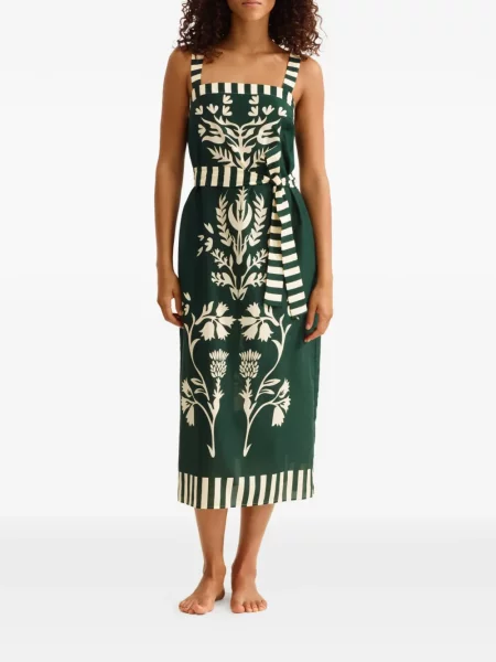 Rochie midi Eres cu dungi cu imagine până la genunchi verde