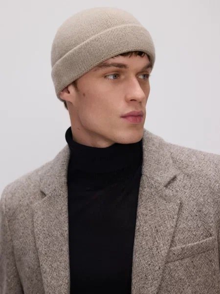 Reserved Шапка-біні з додаванням вовни бежевий