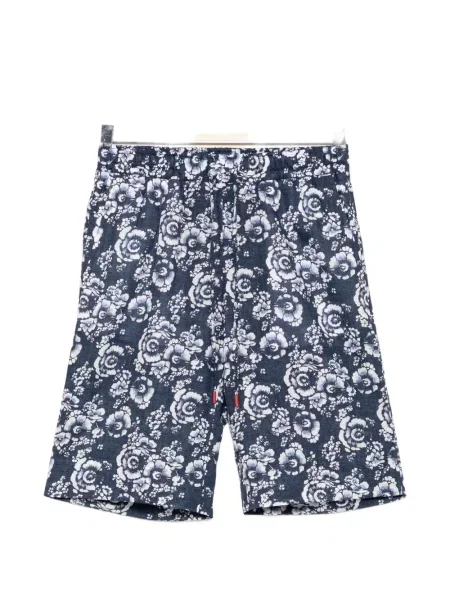 Pantaloni scurți Kiton cu model floral cu imagine cu cordon albastru