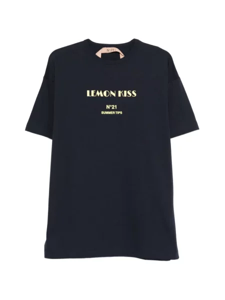 Tricou N°21 cu imagine scurt albastru