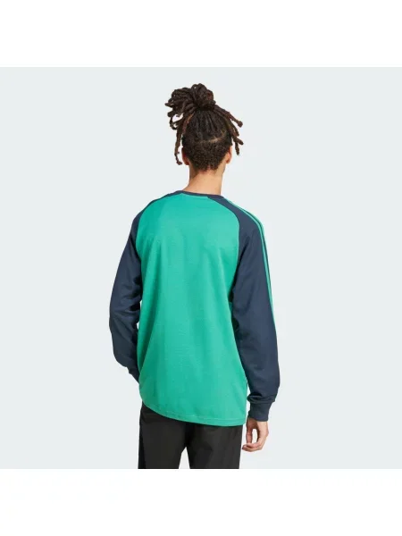 Tričko s dlouhým rukávem adidas Originals JERSEY zelená s potiskem modré